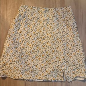 Hollister Yellow and Green Floral Pencil Skirt